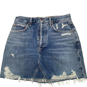AGOLDE Distressed Button Front Denim Mini Skirt Size 25